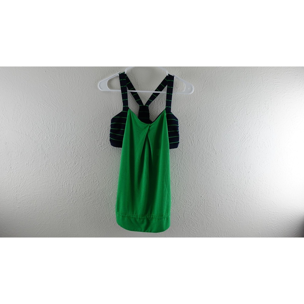 Lululemon Rest Less Workout Tank Green Bean Black Adjustable Waist Yoga SIZE 6